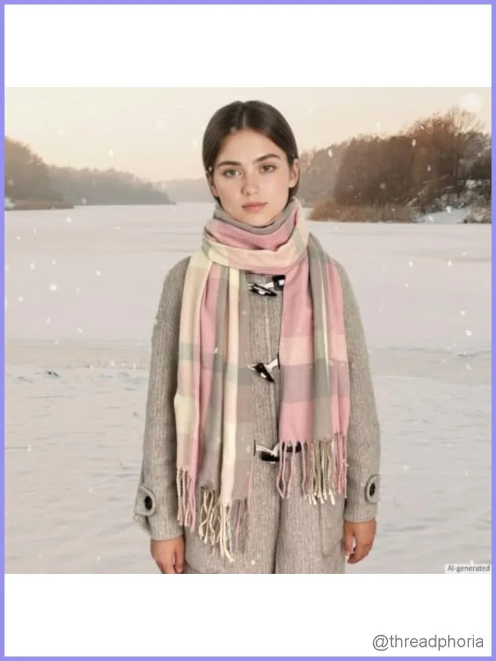 Winter Scarf Women Cashmere Feel Plaid Blanket Scarf Shawl Wrap Tassel